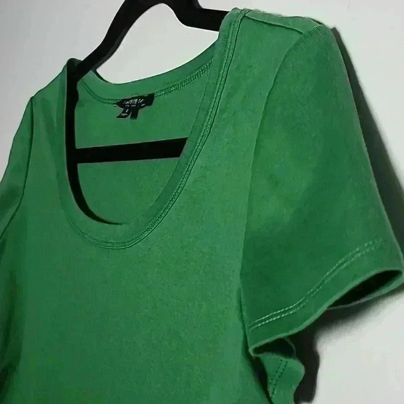 Lafayette 148 New York Modern Short-Sleeve Green Cotton Jersey Tee Size Small - Picture 10 of 11